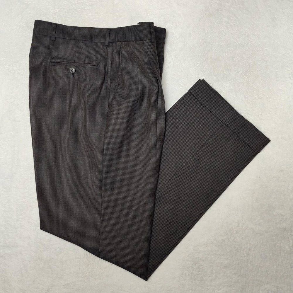 Jack‎ Victor Pants Mens 34x33 Gray Check Michael Wool Straight Dress Slacks Suit